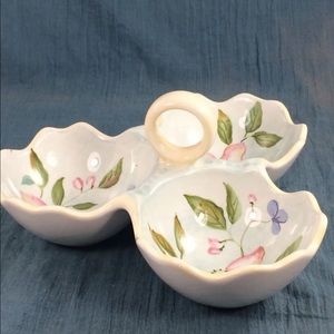 ⭐️Zrike Garden Bouquet Condiment Dish Hand Painted Floral Blue Pink Purple